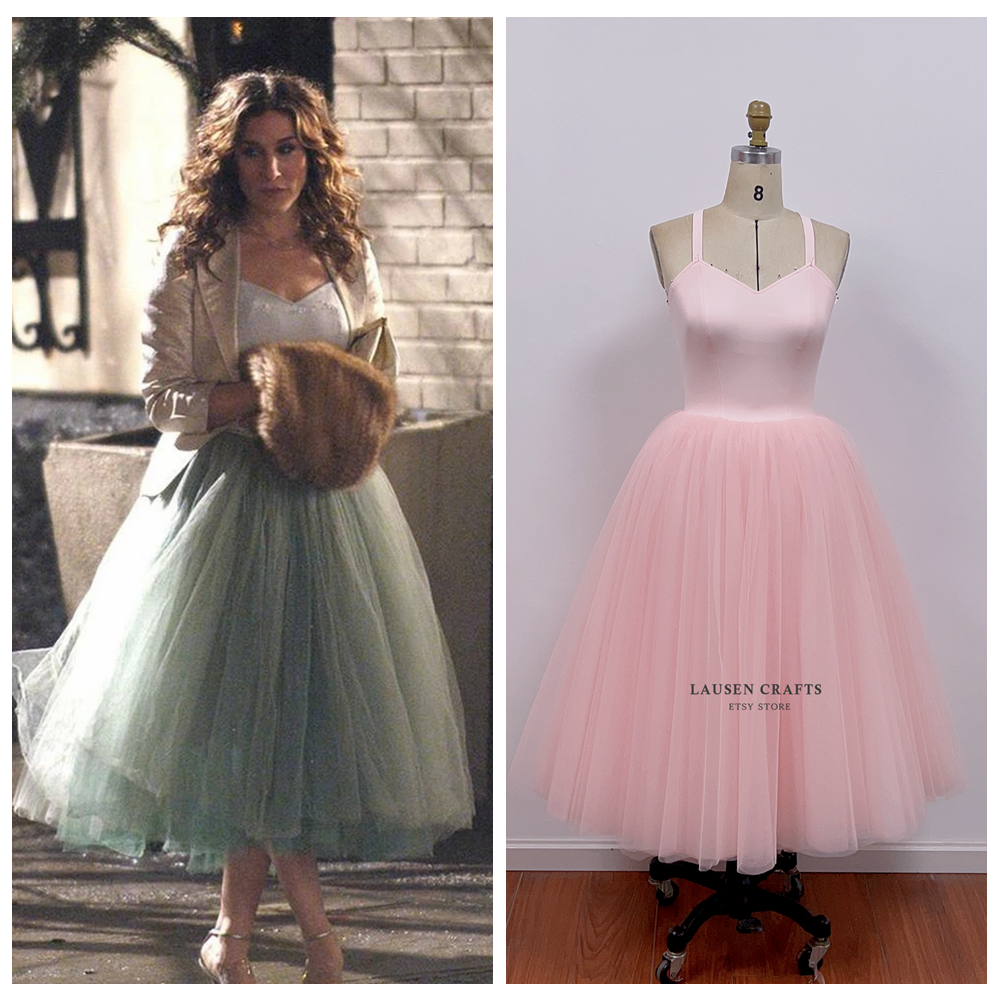 Carrie Bradshaw Inspired Mint Green Tulle Dress in Pink LausenCrafts Carrie Bradshaw Inspired Mint Green Tulle Dress in Pink LausenCrafts