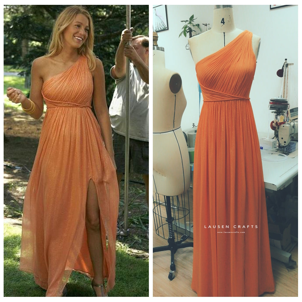 Blake Lively Inspired Orange Bridesmaid Dress Gossip Girl LausenCrafts Blake Lively Inspired Orange Bridesmaid Dress Gossip Girl LausenCrafts