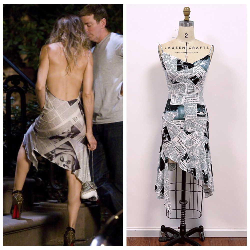 Carrie Bradshaw Inspired Newspaper Dress Sex and The City LausenCrafts