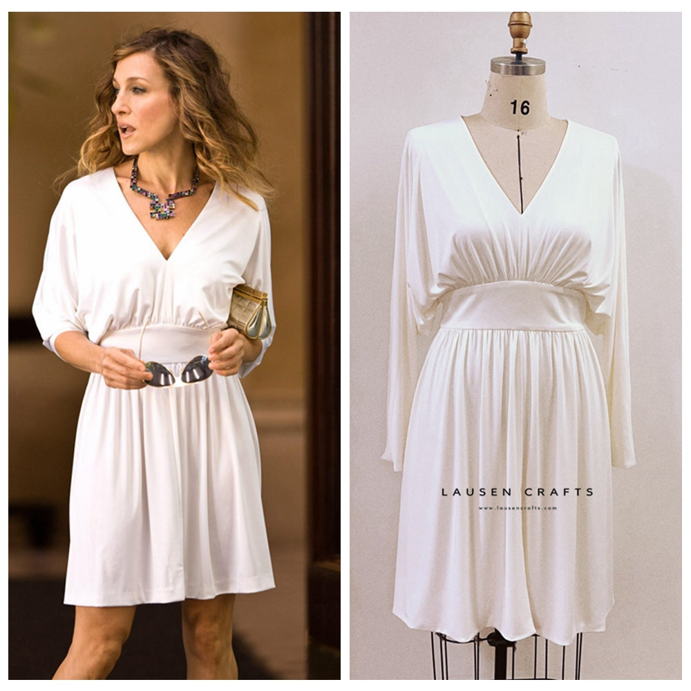 Carrie Bradshaw Short White Dress Sex and The City Outfits