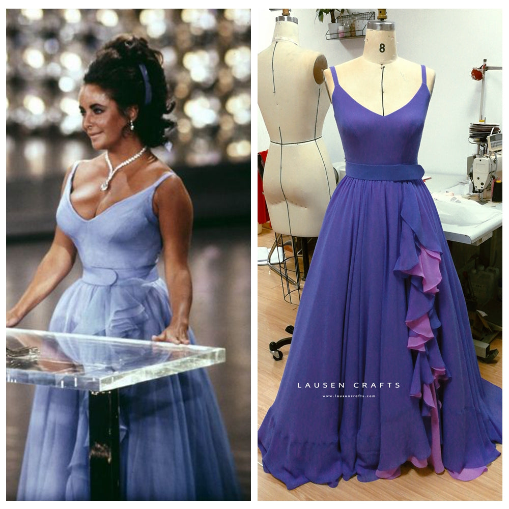 Elizabeth Taylor Inspired Blue Evening Dress Oscars 1970 LausenCrafts Elizabeth Taylor Inspired Blue Evening Dress Oscars 1970 LausenCrafts