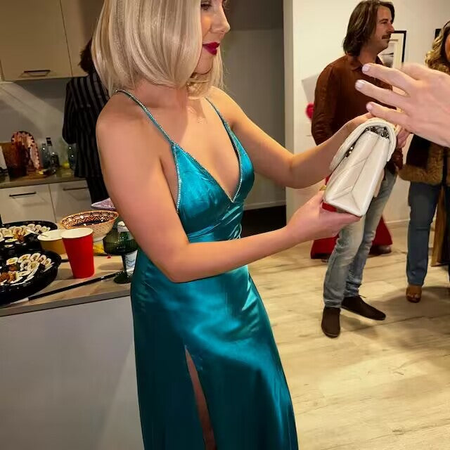 Elvira Hancock Blue Dress Scarface Costume for Formal Prom