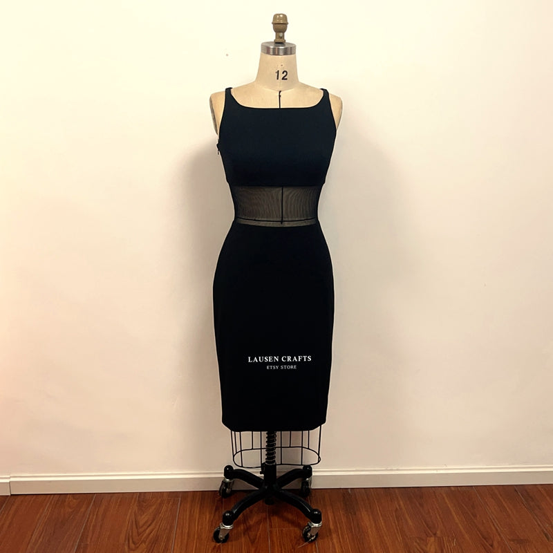 Marilyn Monroe Inspired 1950s Black Midi Cocktail Party Dress