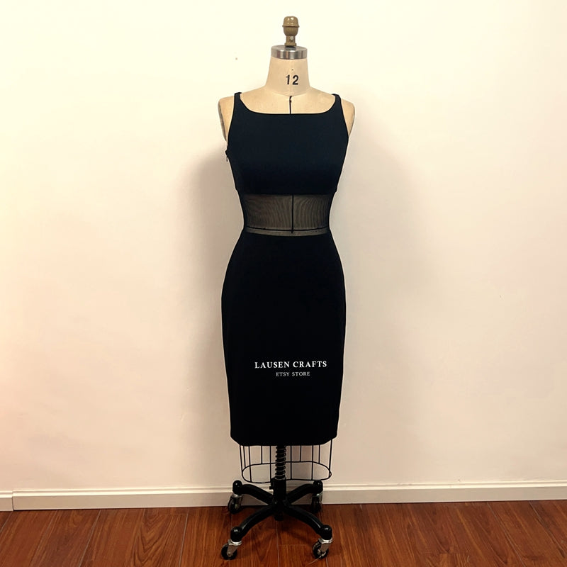 Marilyn Monroe Inspired 1950s Black Midi Cocktail Party Dress