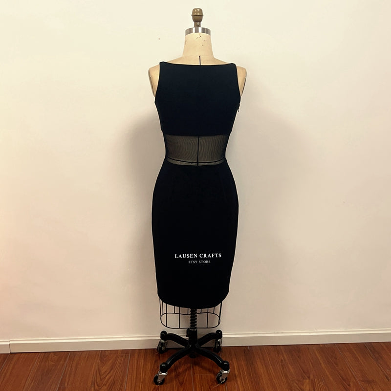 Marilyn Monroe Inspired 1950s Black Midi Cocktail Party Dress