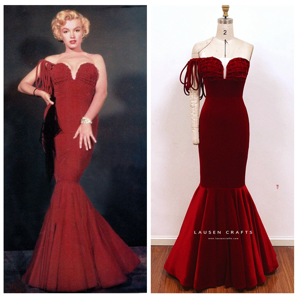 green emerald velvet dress Marilyn Monroe Inspired Red Velvet Evening Formal 1950s Dress LausenCrafts green emerald velvet dress Marilyn Monroe Inspired Red Velvet Evening Formal 1950s Dress LausenCrafts