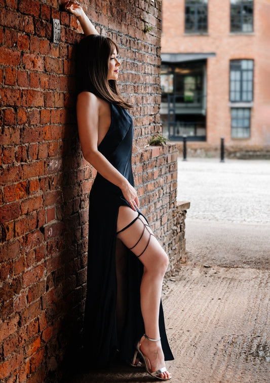 No Time to Die Paloma Navy Satin Dress Bond Girl Costume