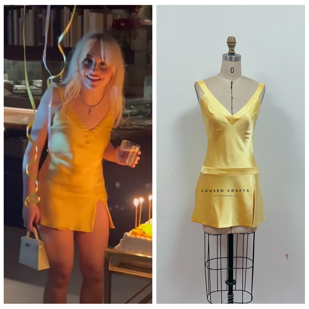 Sabrina Carpenter Yellow Mini Birthday Party Dress LausenCrafts Sabrina Carpenter Yellow Mini Birthday Party Dress LausenCrafts