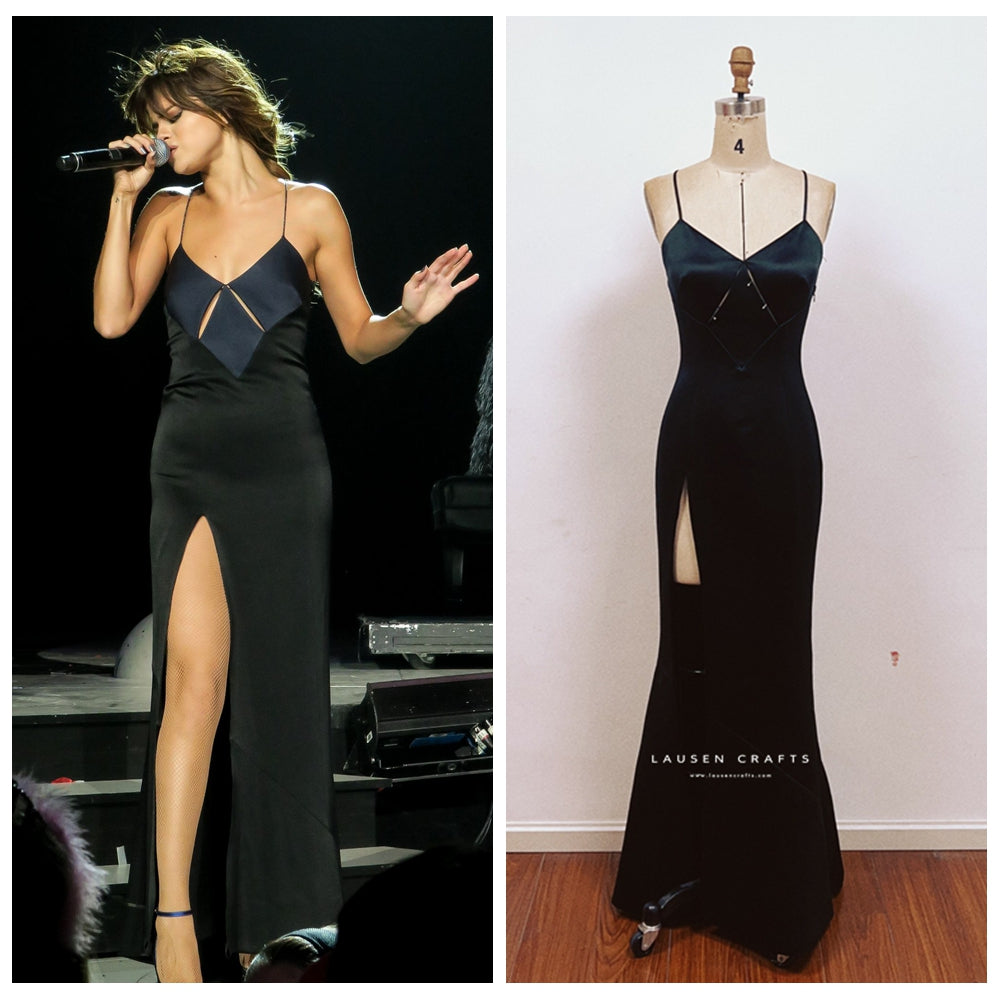 Selena Gomez Inspired Black Prom Party Dress Revival Tour LausenCrafts Selena Gomez Inspired Black Prom Party Dress Revival Tour LausenCrafts