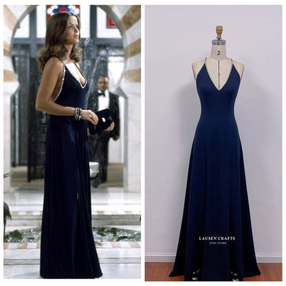 Anya Amasova Navy Dress in The Spy Who Loved Me Bond Girl Costume