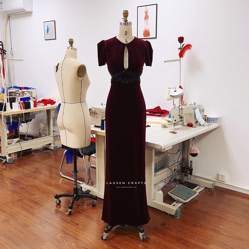 Blake Lively Inspired Burgundy Velvet Dress in The Age of Adaline LausenCrafts Blake Lively Inspired Burgundy Velvet Dress in The Age of Adaline LausenCrafts