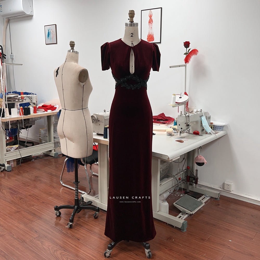 Blake Lively Inspired Burgundy Velvet Dress in The Age of Adaline LausenCrafts Blake Lively Inspired Burgundy Velvet Dress in The Age of Adaline LausenCrafts