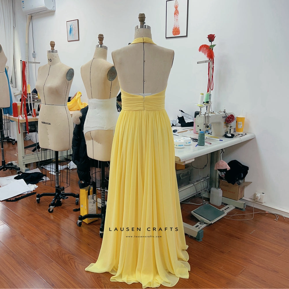Blake Lively Inspired Yellow Chiffon Formal Prom Dress – LausenCrafts Blake Lively Inspired Yellow Chiffon Formal Prom Dress – LausenCrafts