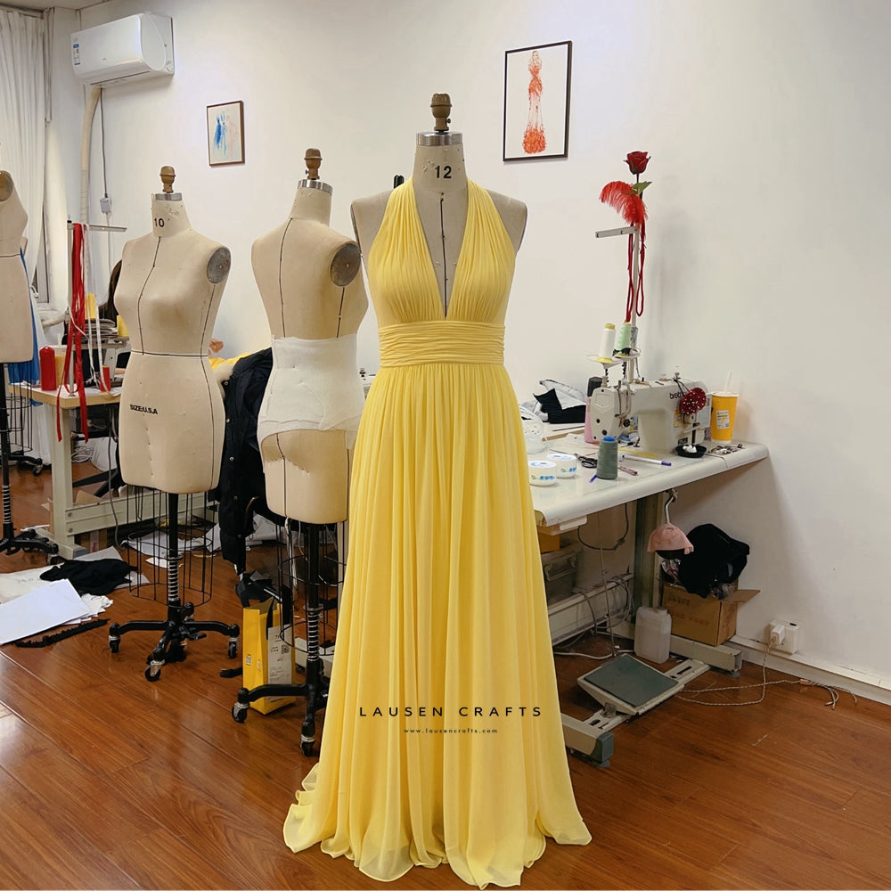Blake Lively Inspired Yellow Chiffon Formal Prom Dress LausenCrafts Blake Lively Inspired Yellow Chiffon Formal Prom Dress LausenCrafts