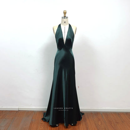 Dark Green Satin Formal Prom Dress Inspired By Paloma