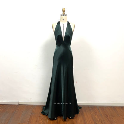Dark Green Satin Formal Prom Dress Inspired By Paloma