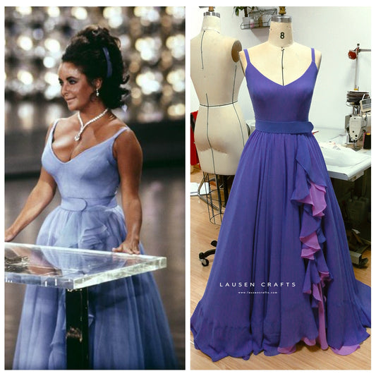 Elizabeth Taylor Inspired Blue Evening Dress Oscars 1970