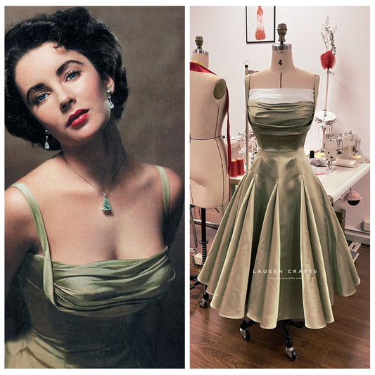 Elizabeth Taylor Inspired Sage Green 1950s Dress Life Magazine