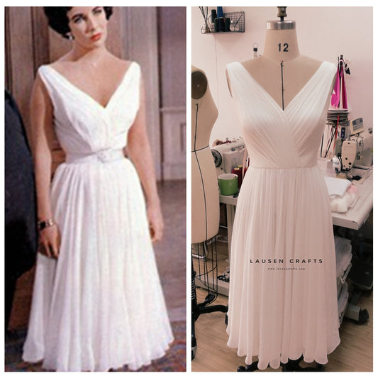 Elizabeth Taylor Inspired 1950s Short White Dress Cat on a Hot Tin Roof