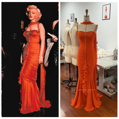 Marilyn Monroe Orange Dress Gentlemen Prefer Blondes Costume LausenCrafts Marilyn Monroe Orange Dress Gentlemen Prefer Blondes Costume LausenCrafts