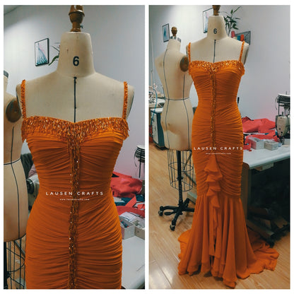 orange marilyn monroe dress Marilyn Monroe Orange Dress Gentlemen Prefer Blondes Costume – LausenCrafts