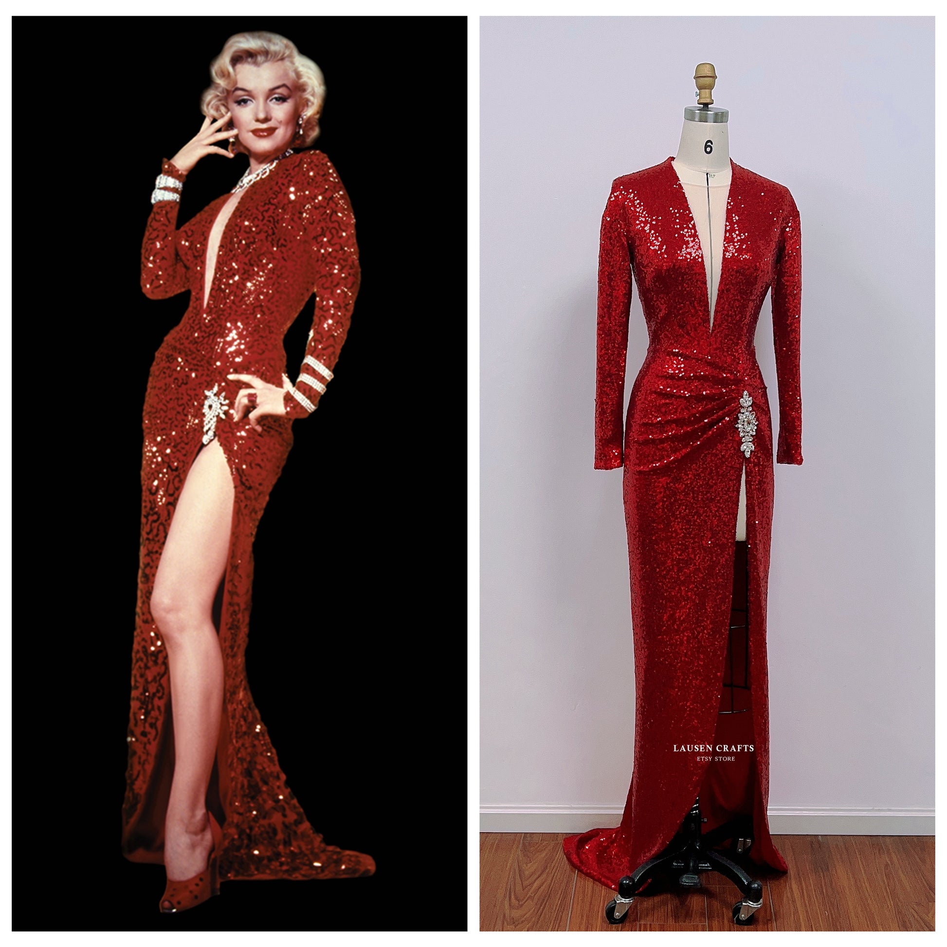 Marilyn Monroe Red Sequin Dress Gentlemen Prefer Blondes