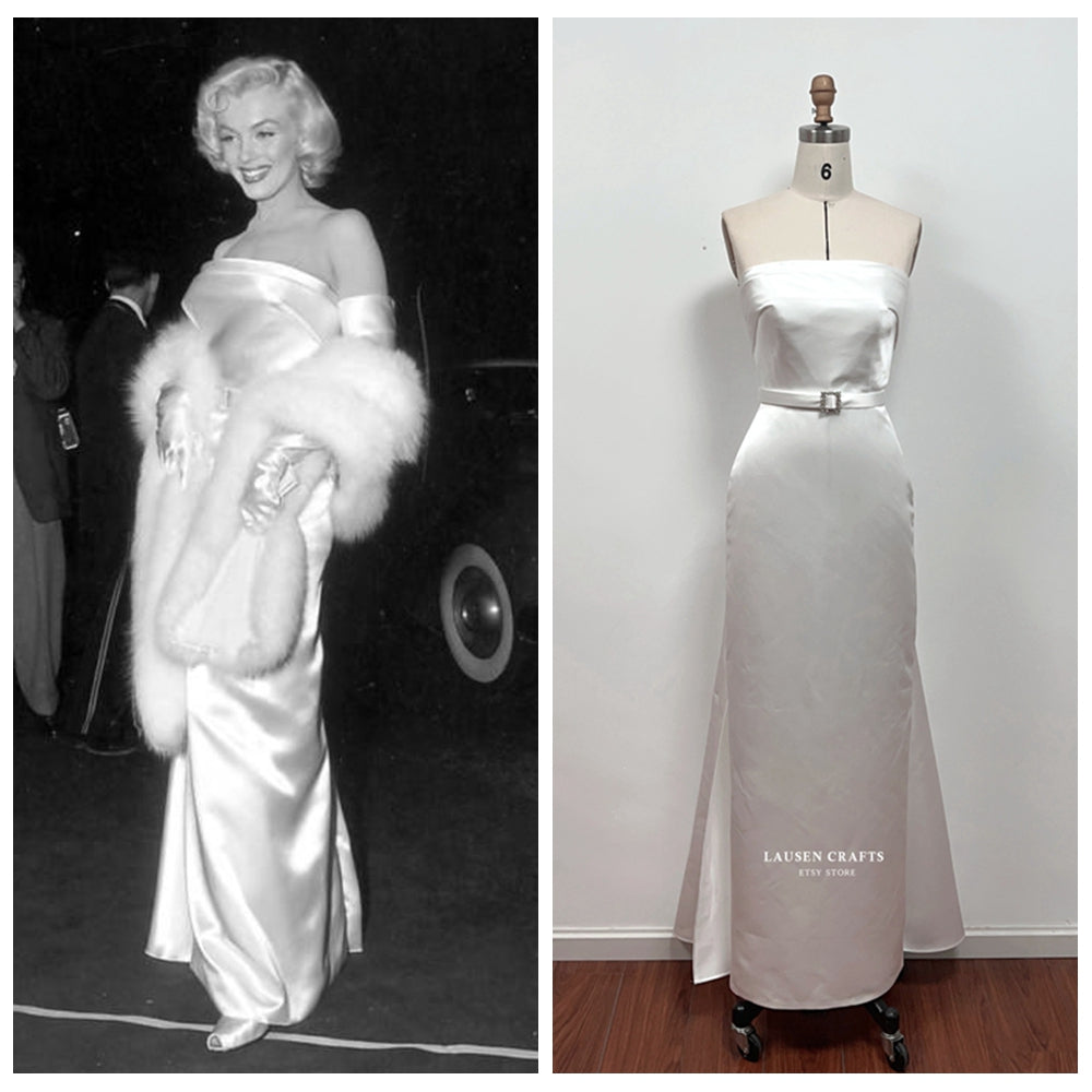 Marilyn Monroe White Strapless Satin 1950s Dress Call Me Madam Premier – LausenCrafts