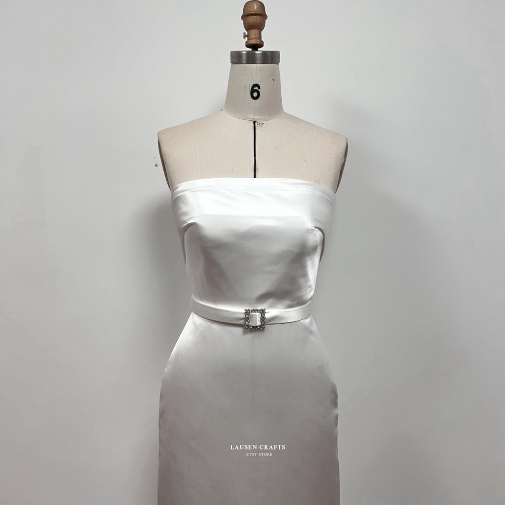 Marilyn Monroe White Strapless Satin 1950s Dress Call Me Madam Premier LausenCrafts Marilyn Monroe White Strapless Satin 1950s Dress Call Me Madam Premier LausenCrafts