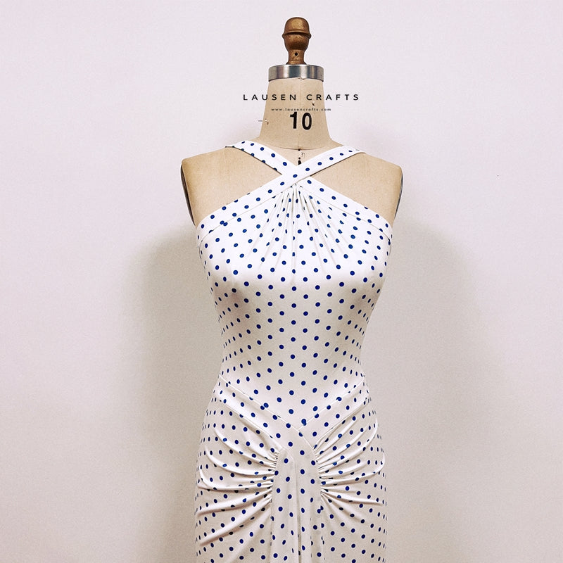 marilyn monroe dress blue Marilyn Monroe White and Blue Polka Dot Dress The Seven Year Itch Cost – LausenCrafts