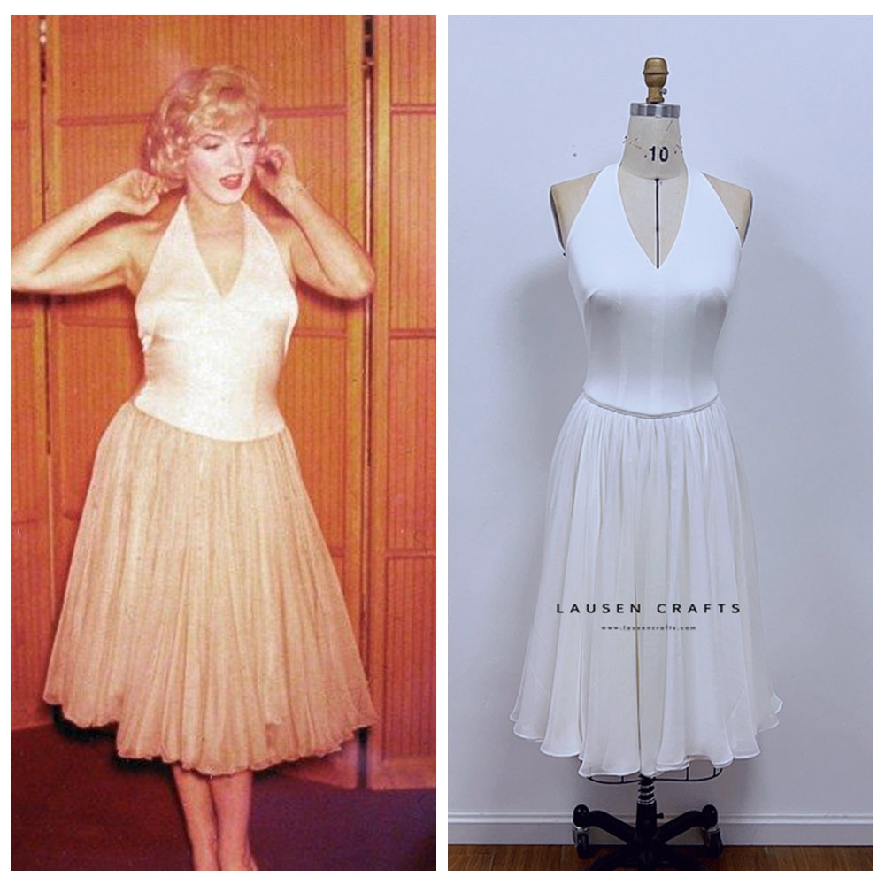 Marilyn Monroe White Halter Dress Let's Make Love 1960s Costume – LausenCrafts