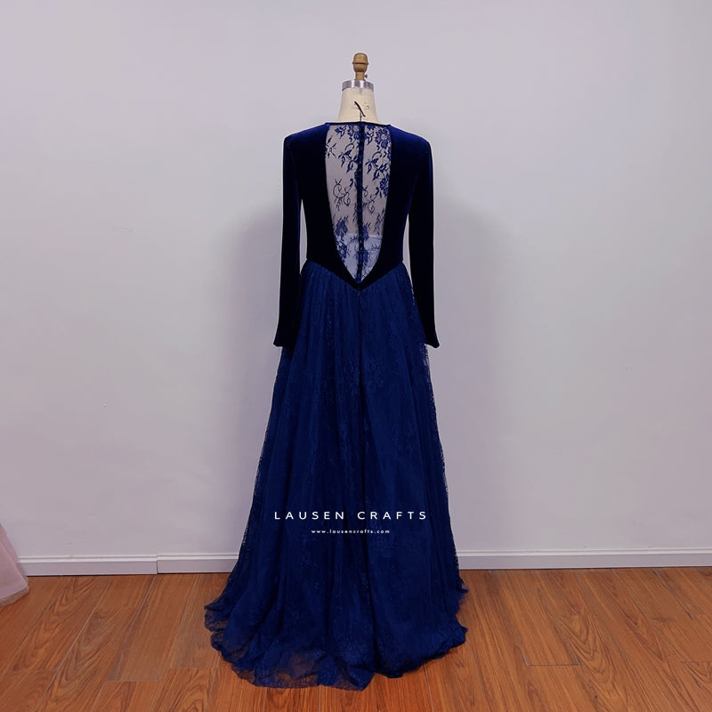 Princess Diana Inspired Dark Navy Blue Lace Velvet Celebrity Evening D LausenCrafts Princess Diana Inspired Dark Navy Blue Lace Velvet Celebrity Evening D LausenCrafts