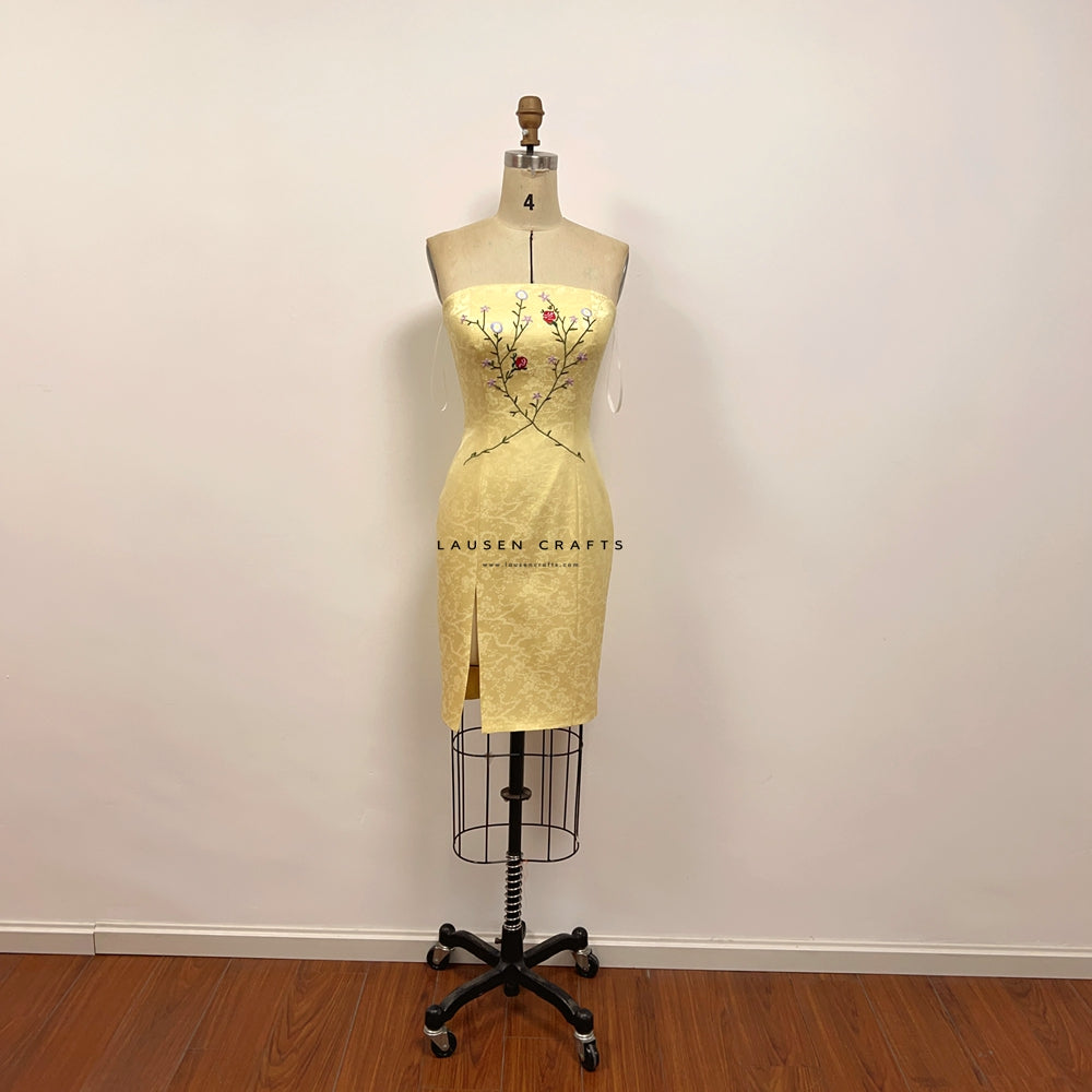 Rachel Green Yellow Embroidered Dress Friends TV Show – LausenCrafts
