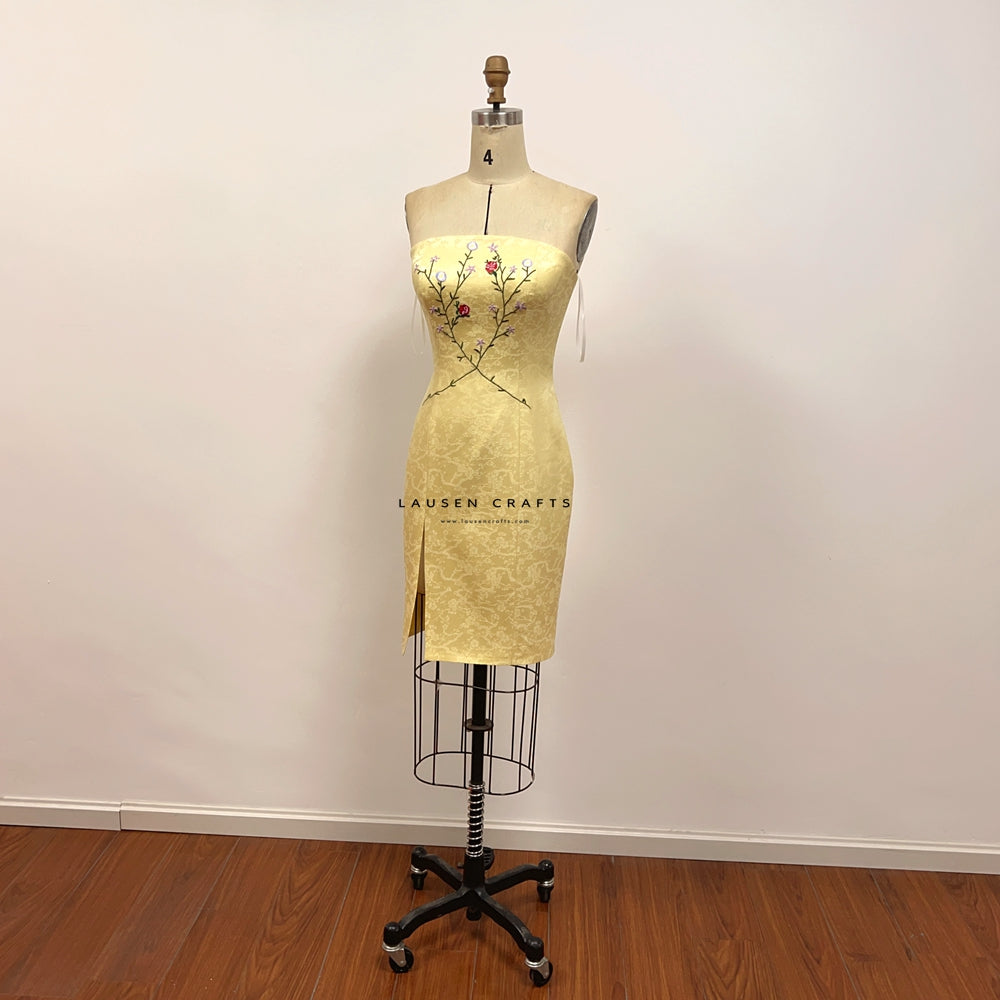 Rachel Green Yellow Embroidered Dress Friends TV Show – LausenCrafts Rachel Green Yellow Embroidered Dress Friends TV Show – LausenCrafts