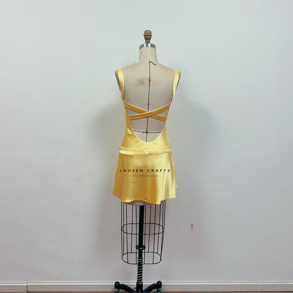 Sabrina Carpenter Yellow Mini Birthday Party Dress LausenCrafts Sabrina Carpenter Yellow Mini Birthday Party Dress LausenCrafts
