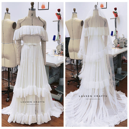 Taylor Hill Inspired White Off-the-shoulder Celebrity Wedding Dress Bridal Gown